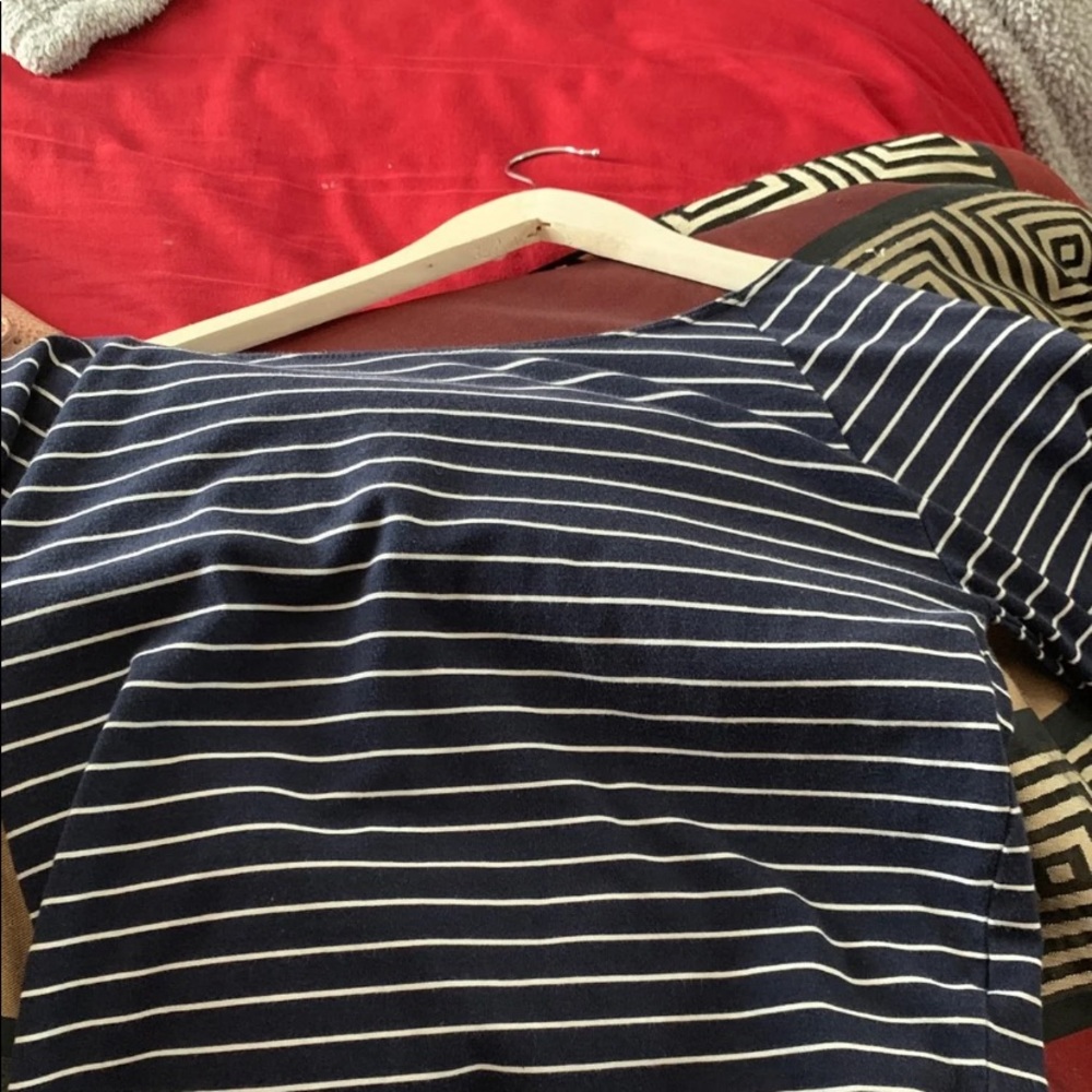 Navy blue and white striped crop long sleeve - Picture 2 of 2